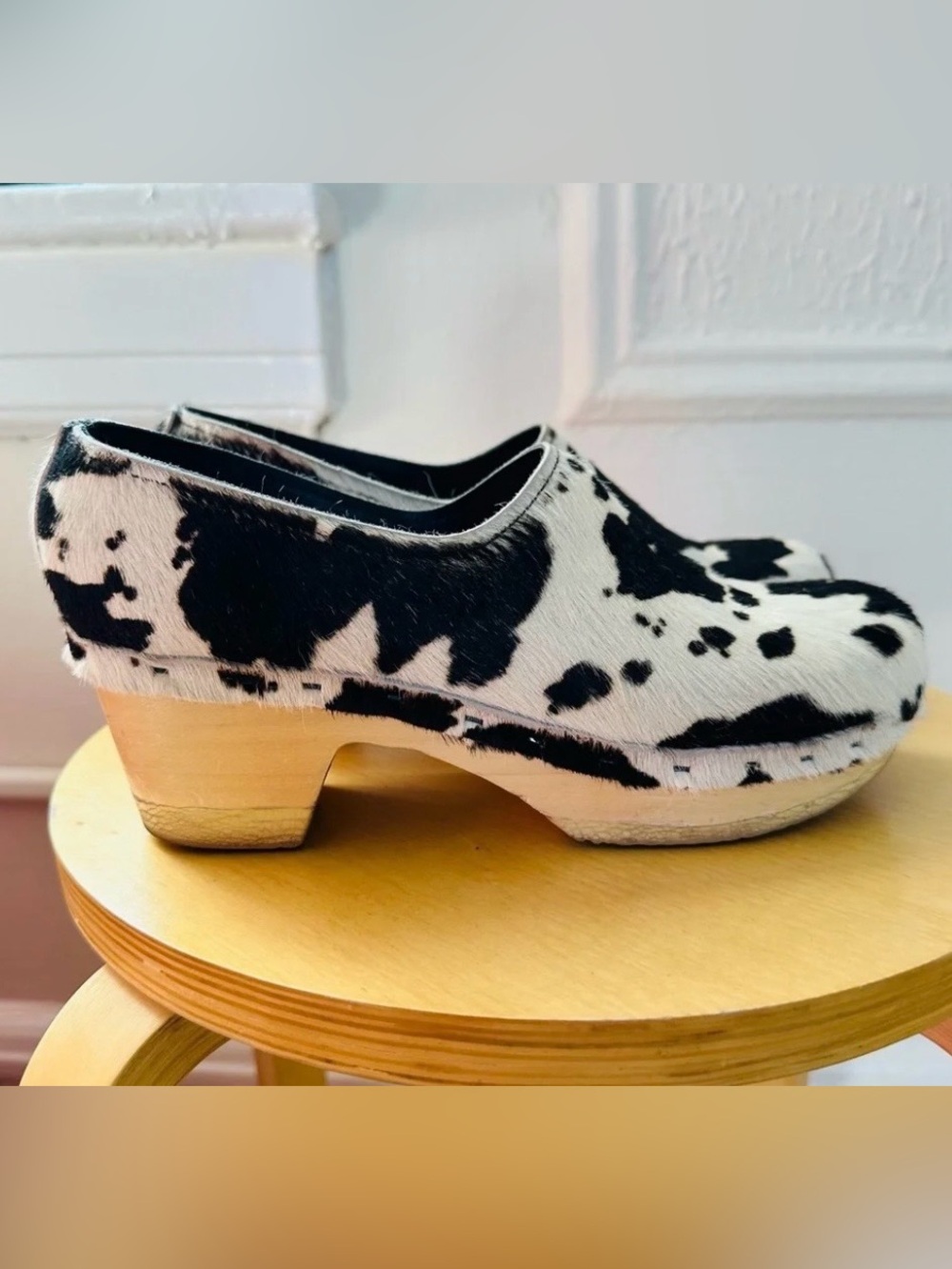 Old School Calf Hair Mid Heel Clog